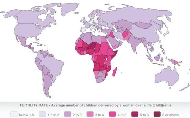 Среднее количество детей рождаемых женщиной на протяжении жизни